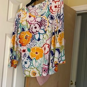 polyester and spandex multicolor, gentle wash, cool fabric